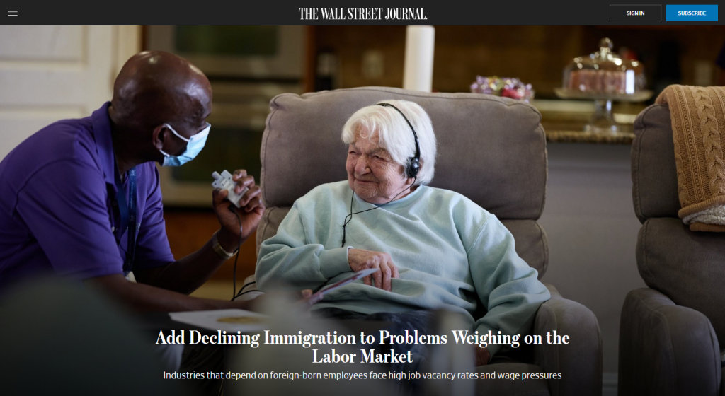 add declining immigration to problems weighing on the labor market 2